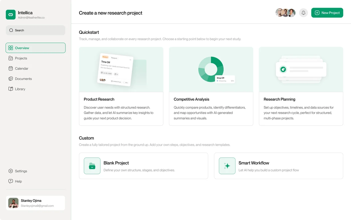 Research workspace for a product team
